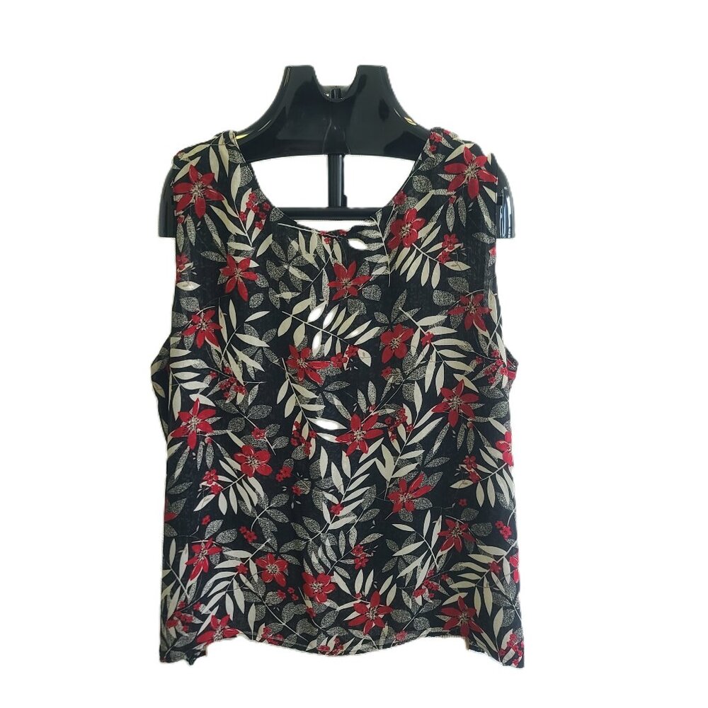 SAG HARBOR WOMAN Reversible Floral and Abstract Sleeveless Top Size 3X